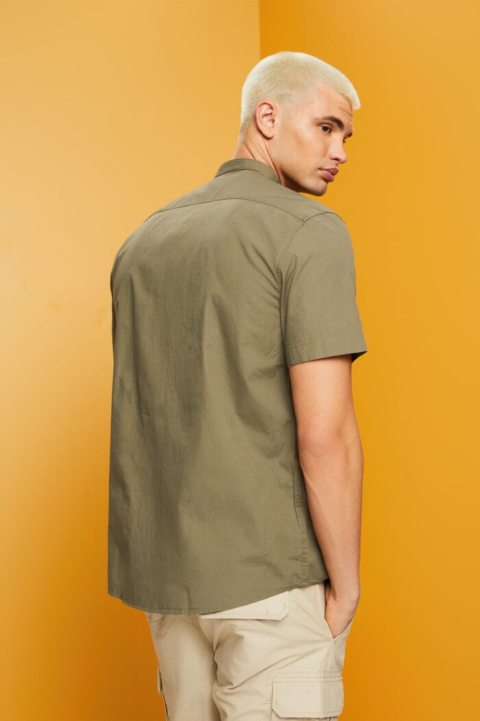 Bomuldsskjorte med standkrave, KHAKI GREEN, detail image number 3