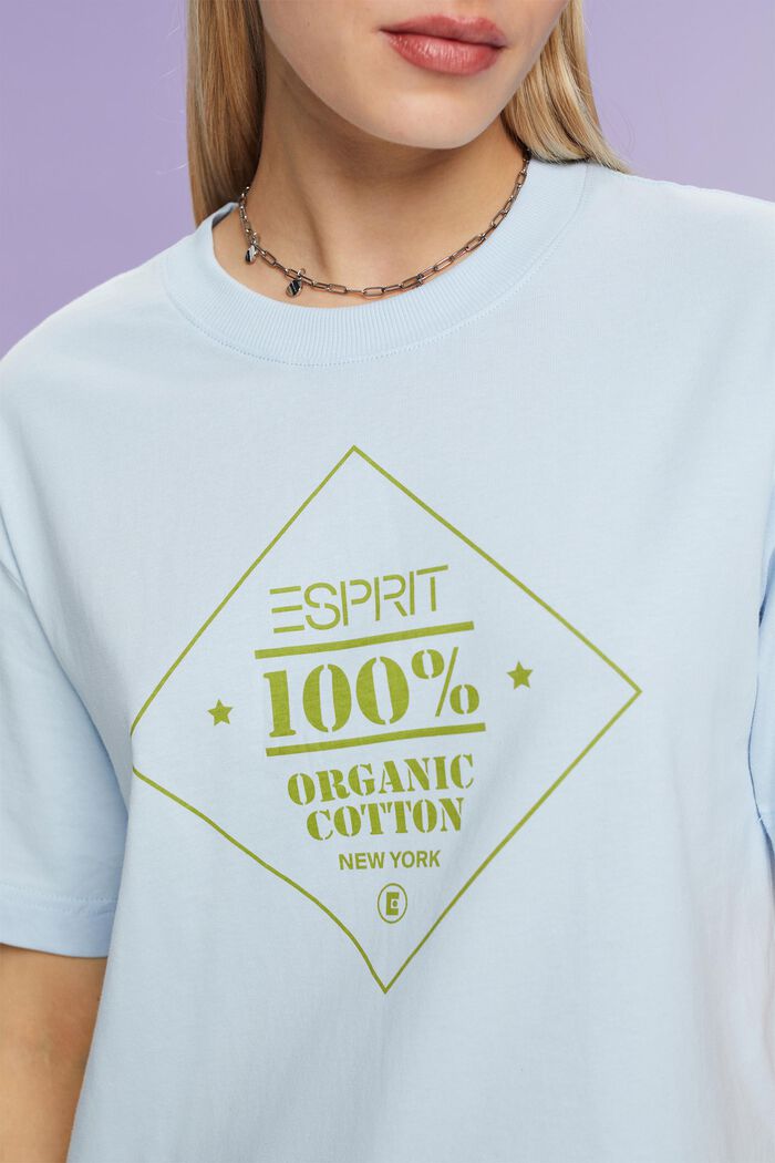 T-shirt i økologisk bomuld med print, PASTEL BLUE, detail image number 3