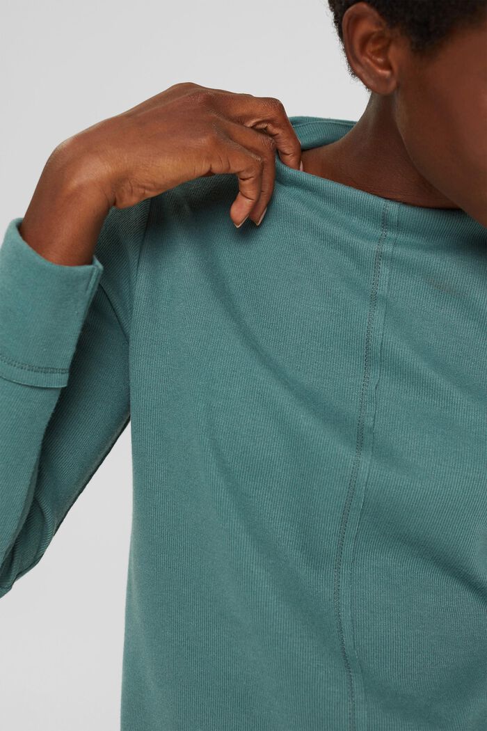 Sweatshirt med høj krave. økologisk bomuldsblanding, TEAL BLUE, detail image number 2