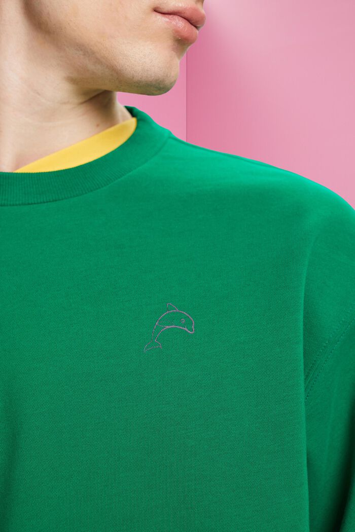 Sweatshirt med lille delfinprint, GREEN, detail image number 2