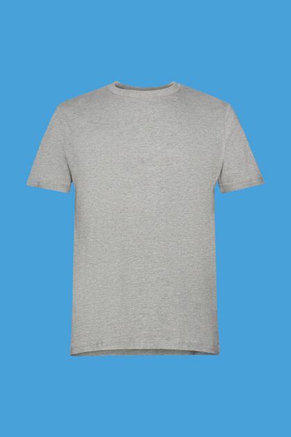 Slim fit T-shirt med rund hals, MEDIUM GREY, overview