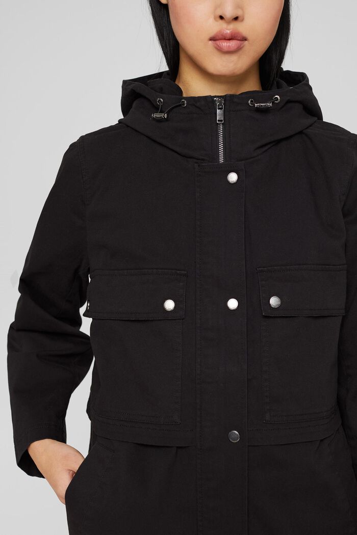 Genanvendte materialer: jakke med hætte, BLACK, detail image number 2