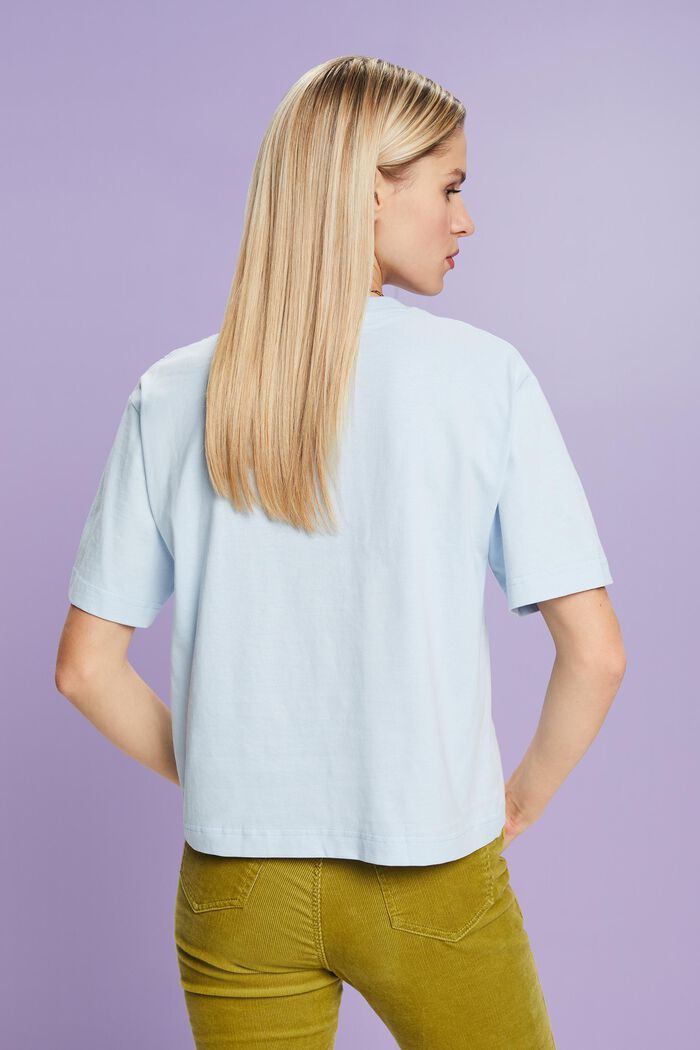 T-shirt i økologisk bomuld med print, PASTEL BLUE, detail image number 2