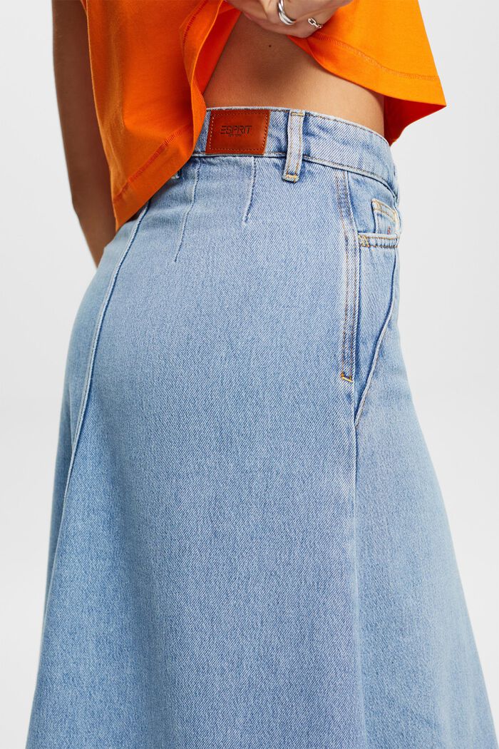 Jeans midi-nederdel, bomuldsmiks, BLUE MEDIUM WASHED, detail image number 4