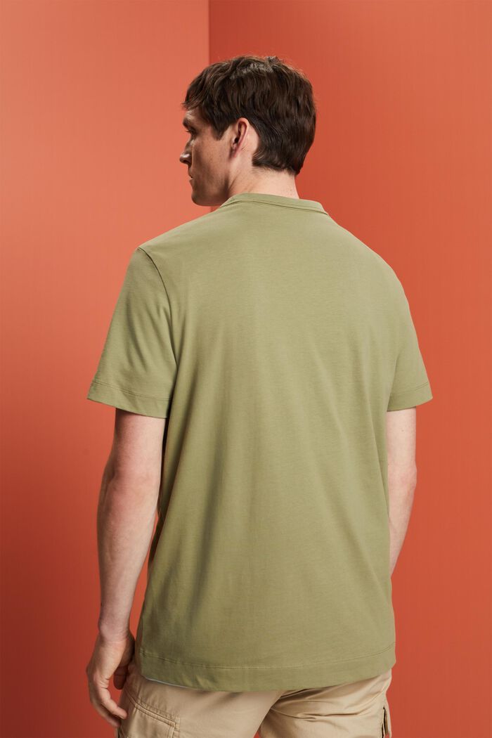 Jersey-T-shirt med print på brystet, 100 % bomuld, LIGHT KHAKI, detail image number 3