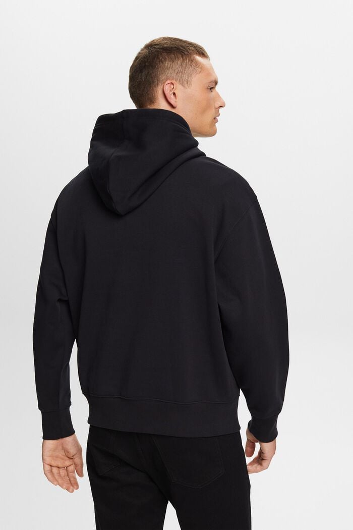 Sweatshirt med hætte og syet logo, BLACK, detail image number 3