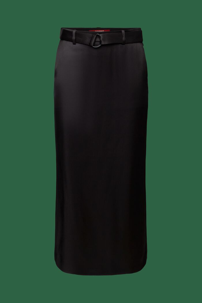 Maxi-nederdel i satin med bælte, BLACK, detail image number 7
