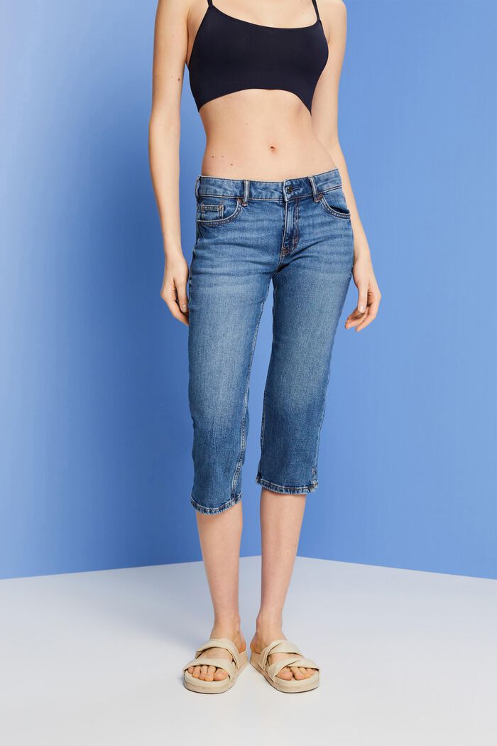 Capri-jeans med mellemhøj talje, BLUE MEDIUM WASHED, detail image number 0