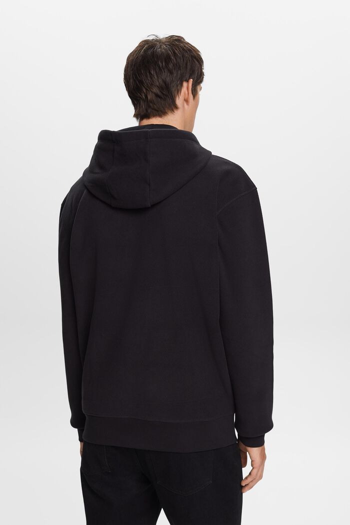 Fleece-sweatshirt med hætte, BLACK, detail image number 3