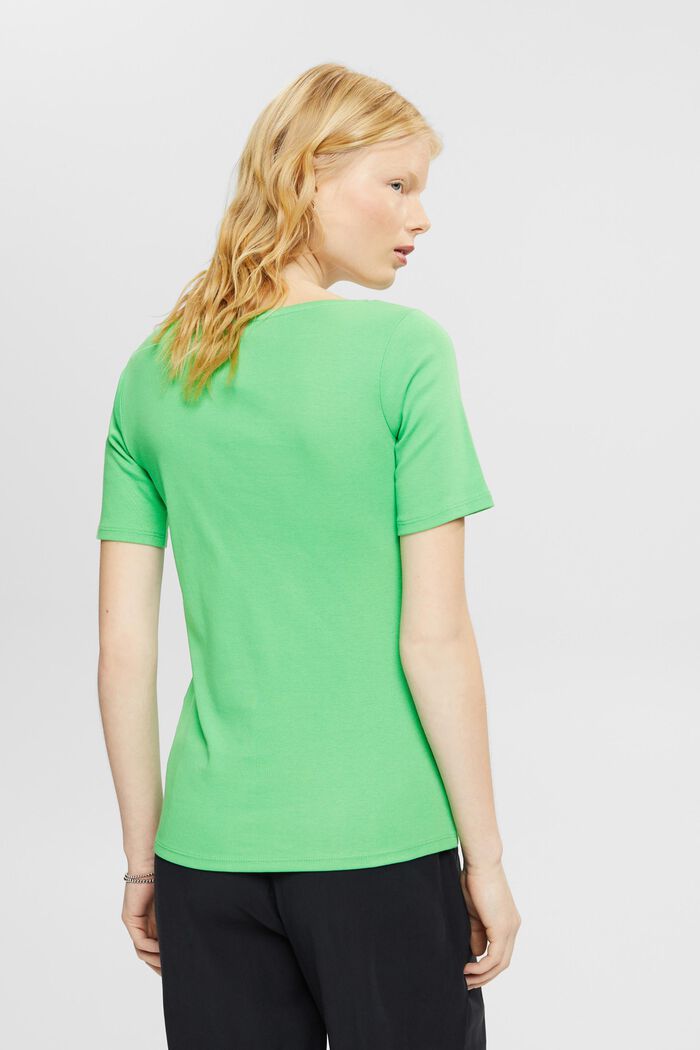 Jersey-T-shirt med applikeret rhinstenslogo, GREEN, detail image number 3