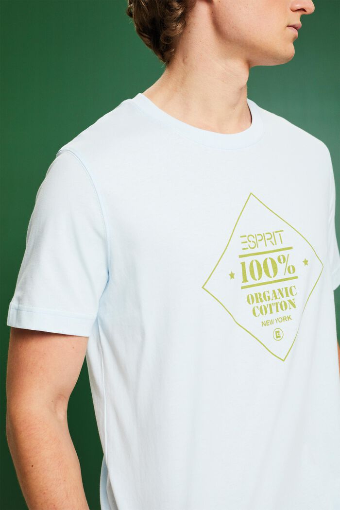 Bomulds-T-shirt med logoprint, PASTEL BLUE, detail image number 3