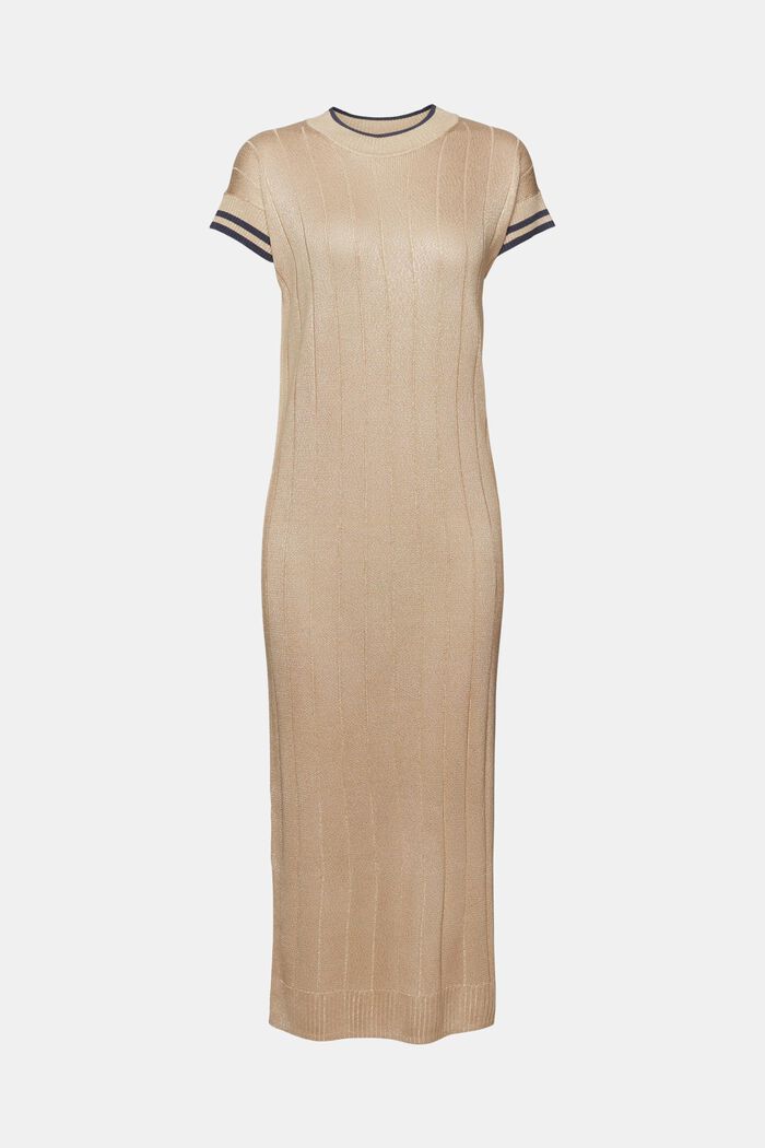 Skinnende kjole i ribstrik, SAND, detail image number 6