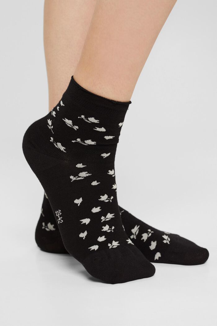 Pakke med 2 par korte sokker i økologisk bomuldsblanding, BLACK, detail image number 2