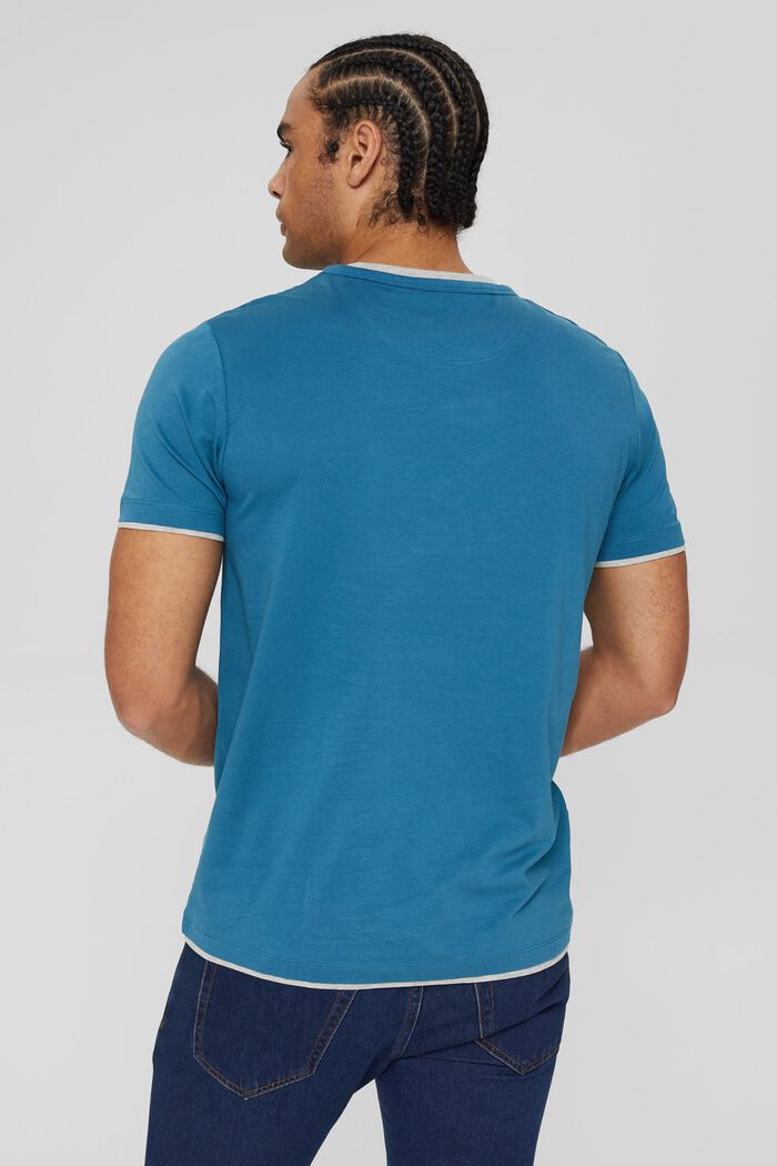 Jersey-T-shirt med lag på lag-detaljer, PETROL BLUE, detail image number 3