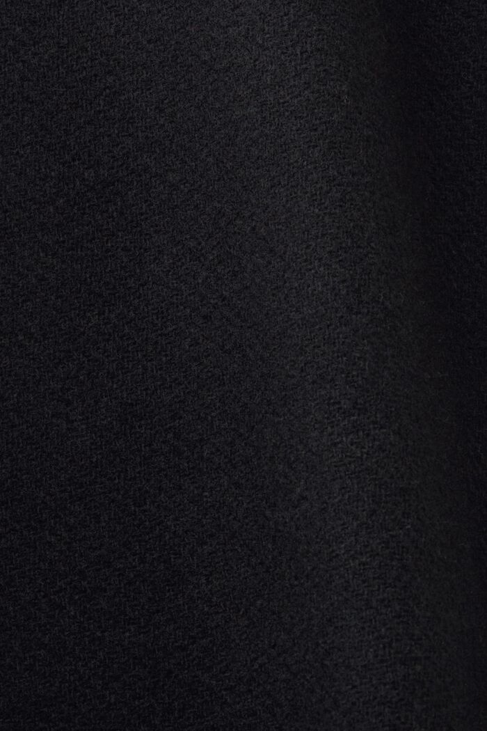 Frakke i uldmiks med aftagelig hætte, BLACK, detail image number 5