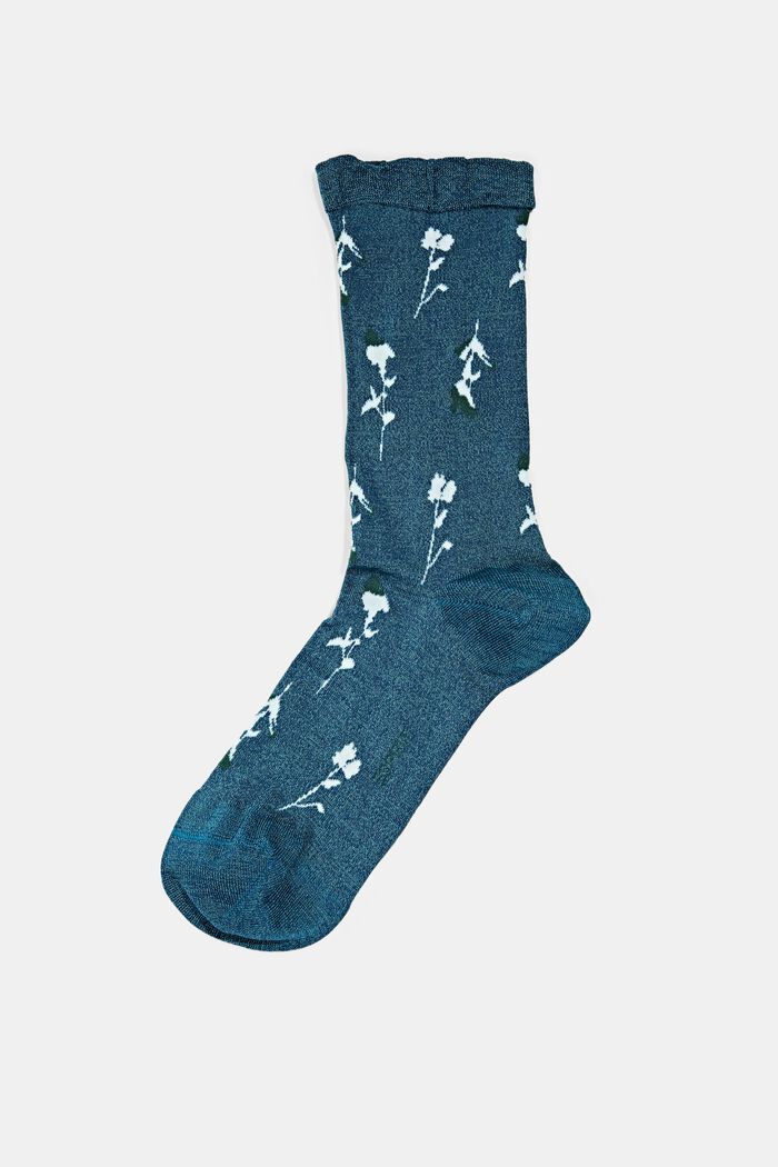 Blomstrede sokker med fluffy kant, VENICE NIGHT, detail image number 0