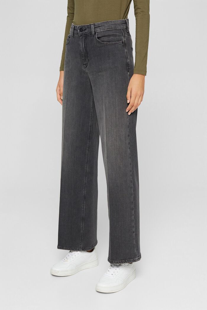 Lige stretch-jeans af økologisk bomuld, GREY DARK WASHED, detail image number 0