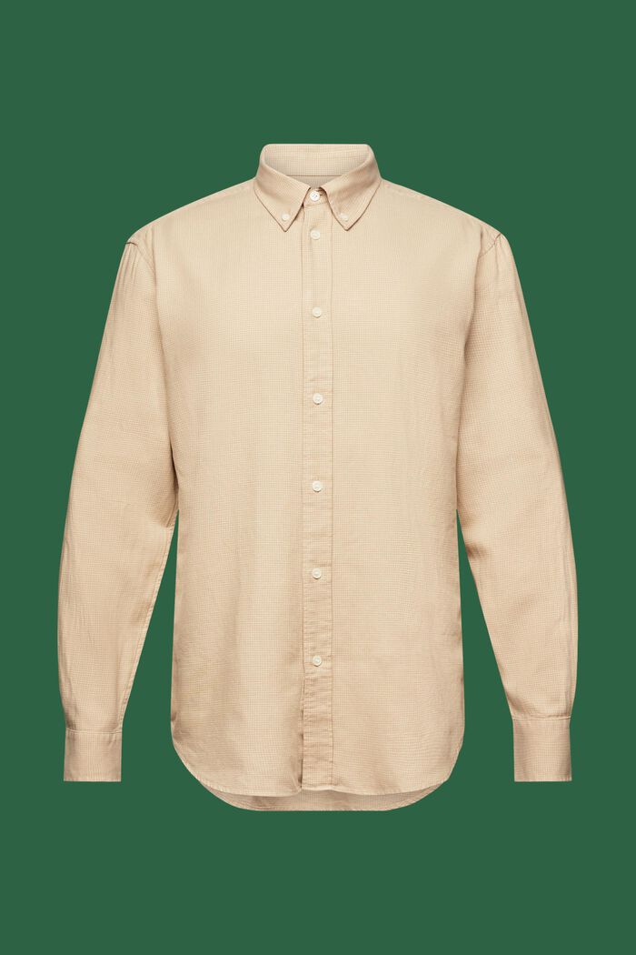 Regular fit-skjorte i bomuld med minitern, BEIGE, detail image number 6