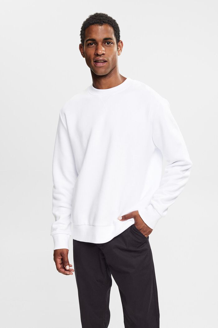 Genanvendte materialer: ensfarvet sweatshirt, WHITE, detail image number 0