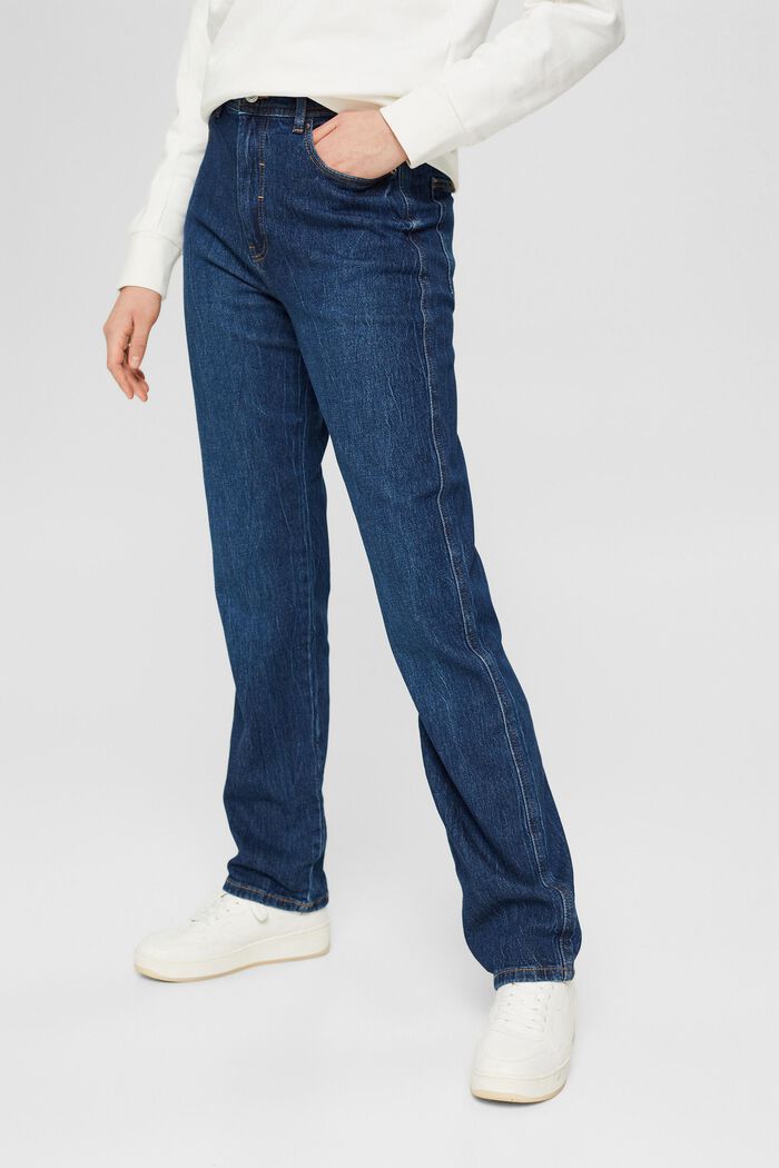 Jeans med lige ben, BLUE DARK WASHED, overview