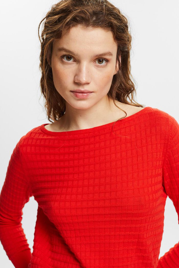 Sweater i strukturstrik, RED, detail image number 0