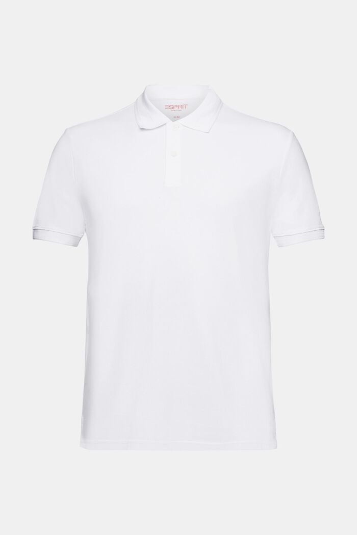 Poloskjorte i pimabomuldspique, WHITE, detail image number 6