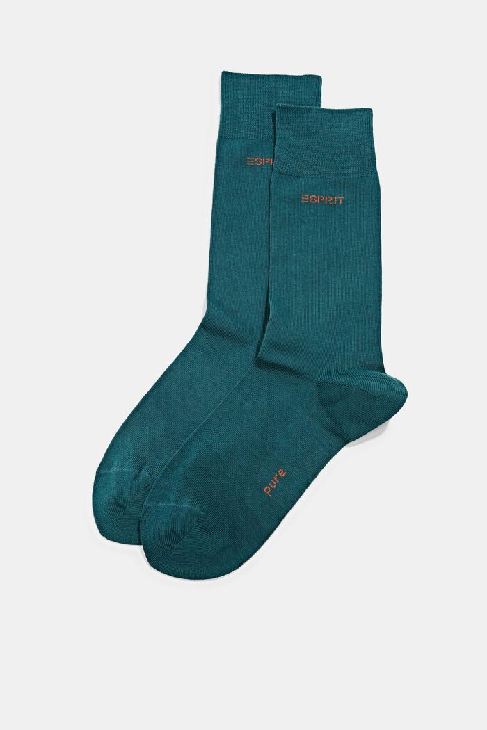 2-pak sokker, økologisk bomuld, PETROL, detail image number 0