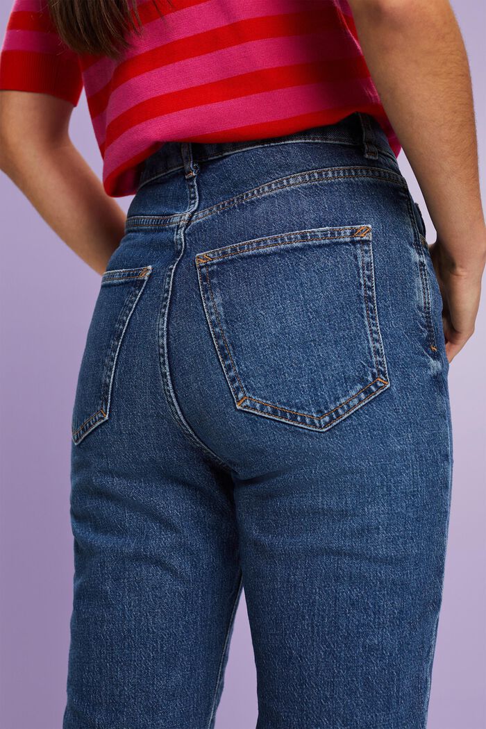 Jeans med ekstra høj talje og flosset kant, BLUE DARK WASHED, detail image number 3