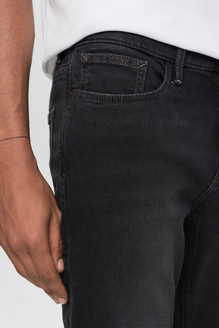 Slim jeans med mellemhøj talje, BLACK DARK WASHED, detail image number 2