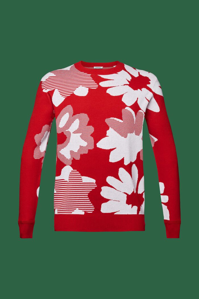 Jacquard-sweater i bomuld, DARK RED, detail image number 6