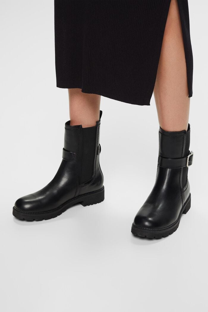Chelsea støvler i vegansk læder med spændedetalje, BLACK, detail image number 1