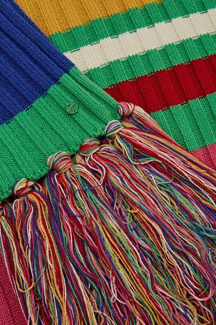 Regnbuestribet tørklæde i ribstrik, PINK FUCHSIA, detail image number 1
