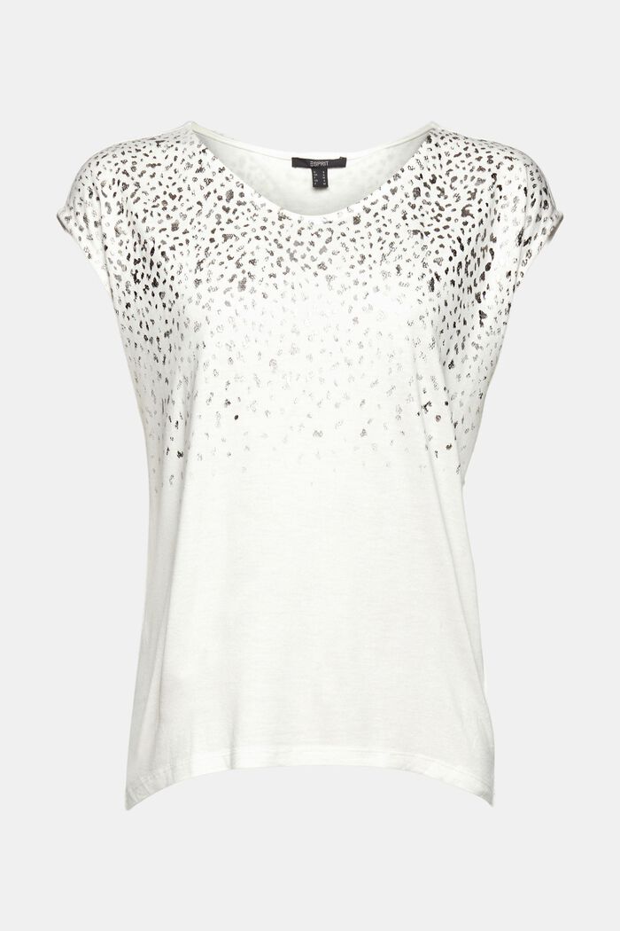 T-shirt med glitterprint, LENZING™ ECOVERO™, OFF WHITE, detail image number 6