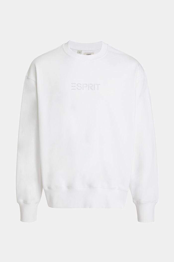 Sweatshirt med påsat nittelogo, WHITE, detail image number 4