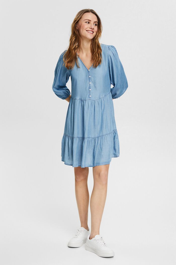 I TENCEL™: kjole i denimlook, BLUE LIGHT WASHED, detail image number 6