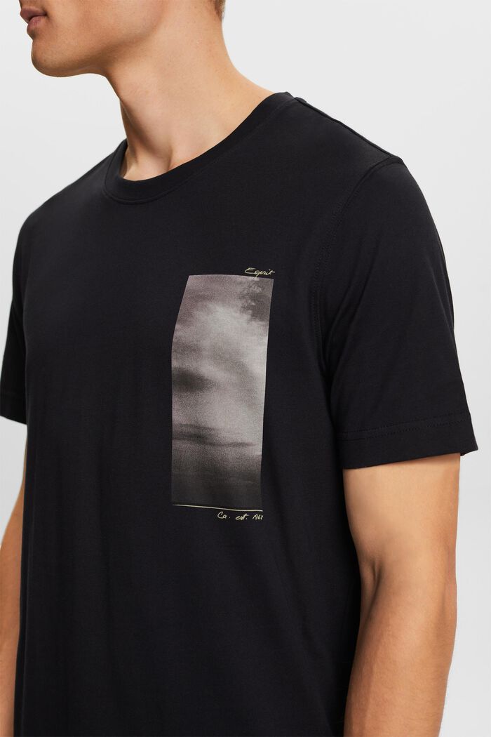 T-shirt i økologisk bomuld med print, BLACK, detail image number 1