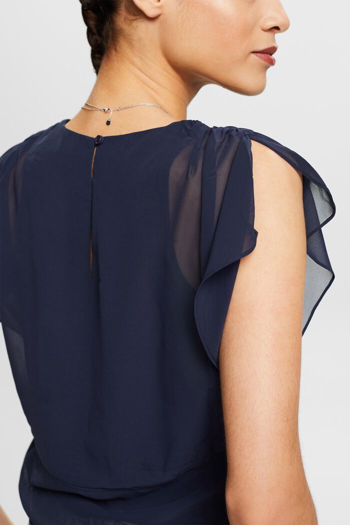 Chiffonbluse med snøre, NAVY, detail image number 3