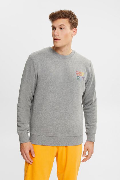 Sweatshirt med kulørt logobroderi, MEDIUM GREY, overview