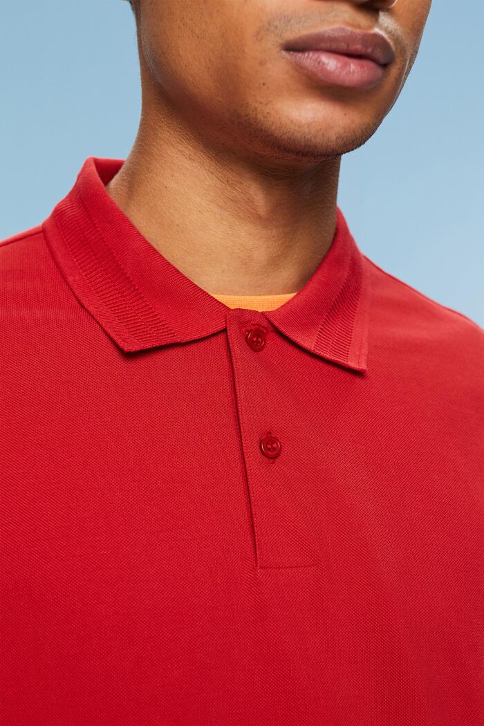 Poloshirt i bomuldspique, DARK RED, detail image number 4