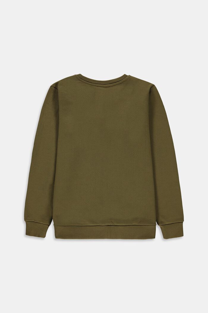 Sweatshirt med print, 100% bomuld, OLIVE, detail image number 1