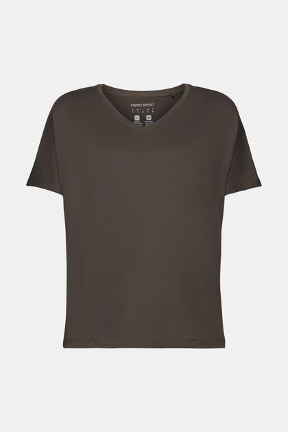 Active-T-shirt med V-hals og E-DRY