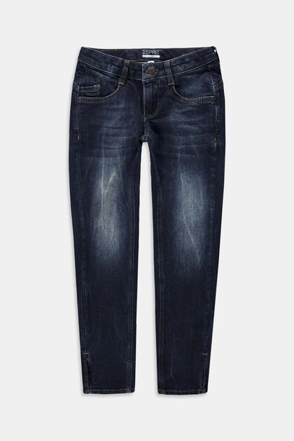 Jeans med justerbar linning, BLUE DARK WASHED, overview