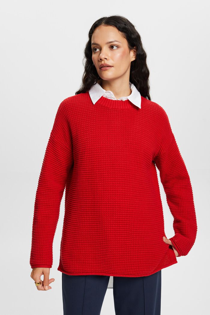 Tekstureret striksweater, DARK RED, detail image number 1