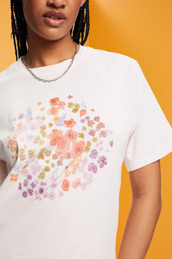 T-shirt med blomsterprint, LIGHT PINK, detail image number 2