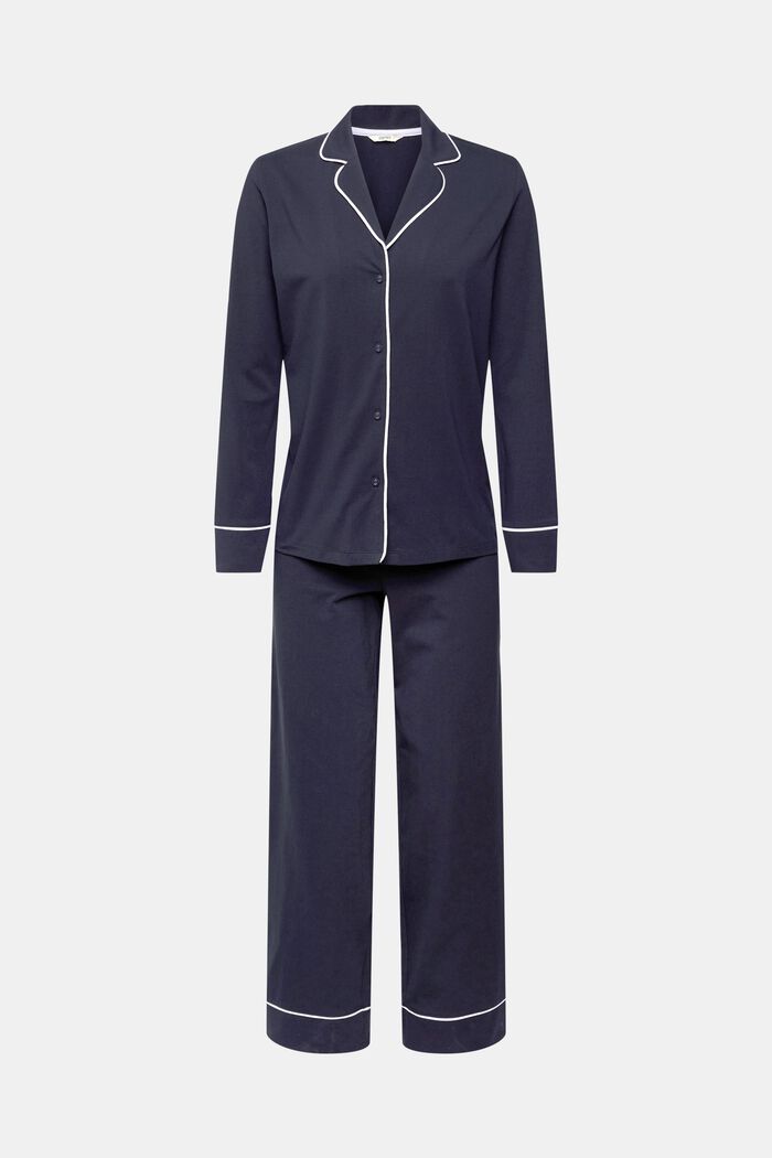 Lang pyjamas af jersey, NAVY, detail image number 2