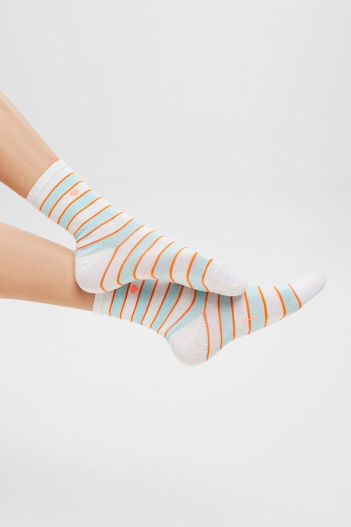 Pakke med 2 par stribede sokker, WHITE, detail image number 1