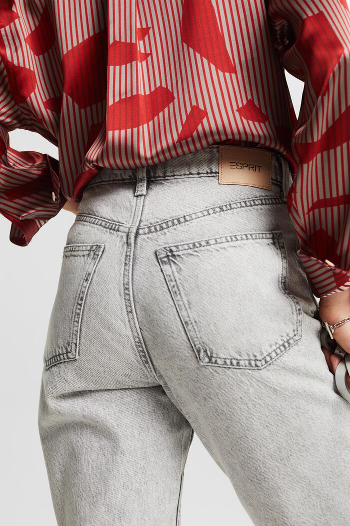 Klassiske retro-jeans med høj talje, GREY LIGHT WASHED, detail image number 4
