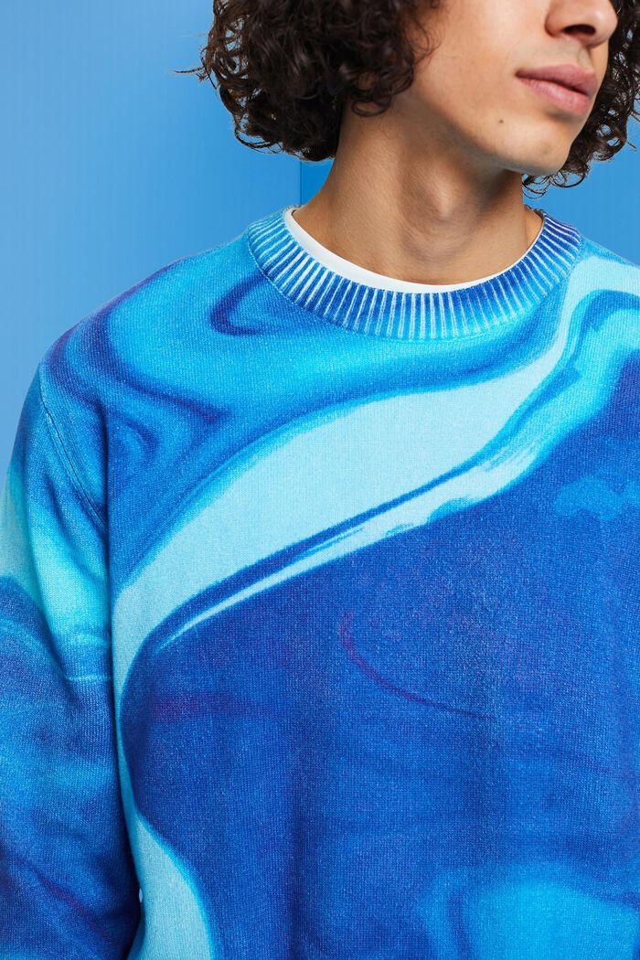 Pullover i vævet bomuld med allover-mønster, BLUE, detail image number 2