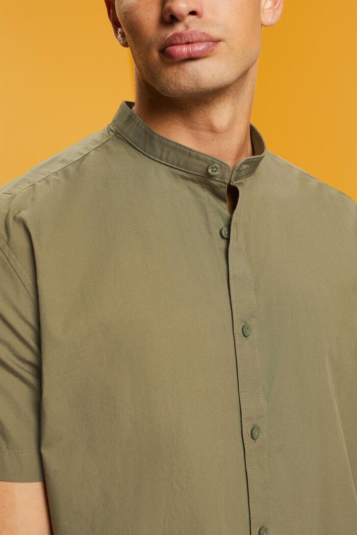 Bomuldsskjorte med standkrave, KHAKI GREEN, detail image number 2
