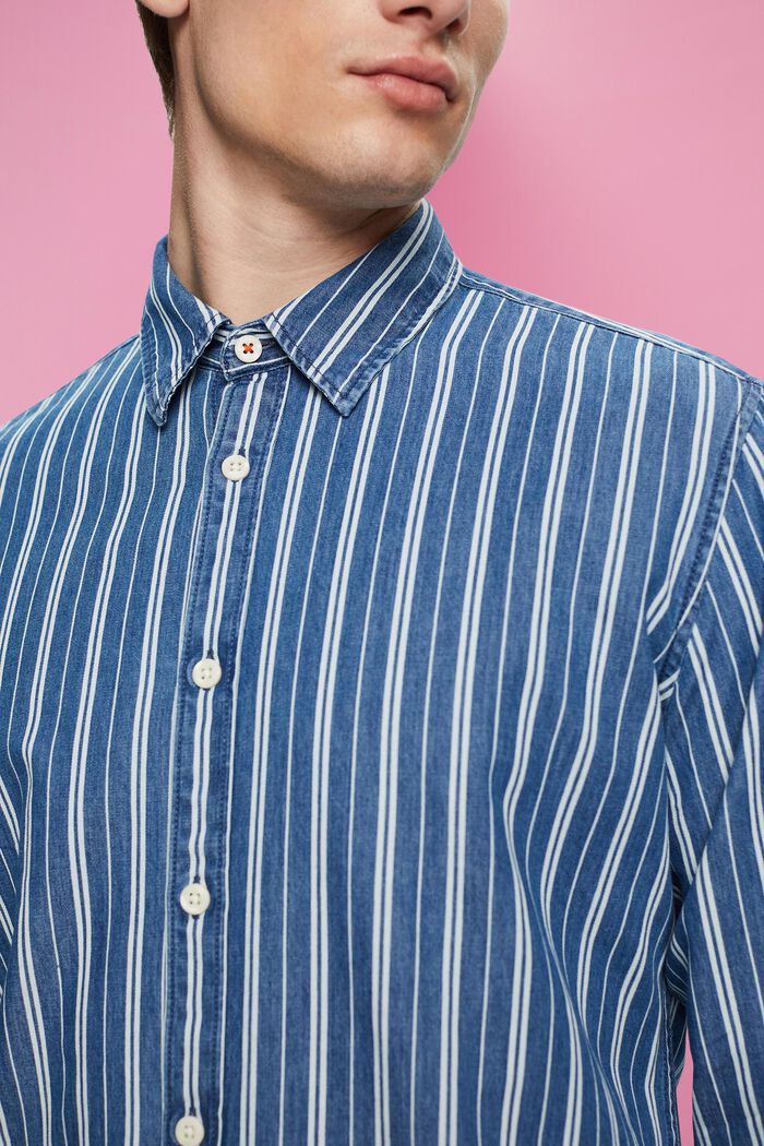 Slim fit-denimskjorte med striber, ICE, detail image number 2